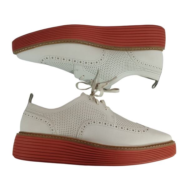 NIB! COLE HAAN! OG PLATFORM WINGTIPS,  CREAM GENUINE LEATHER, RED SOLE! 11B main image 8